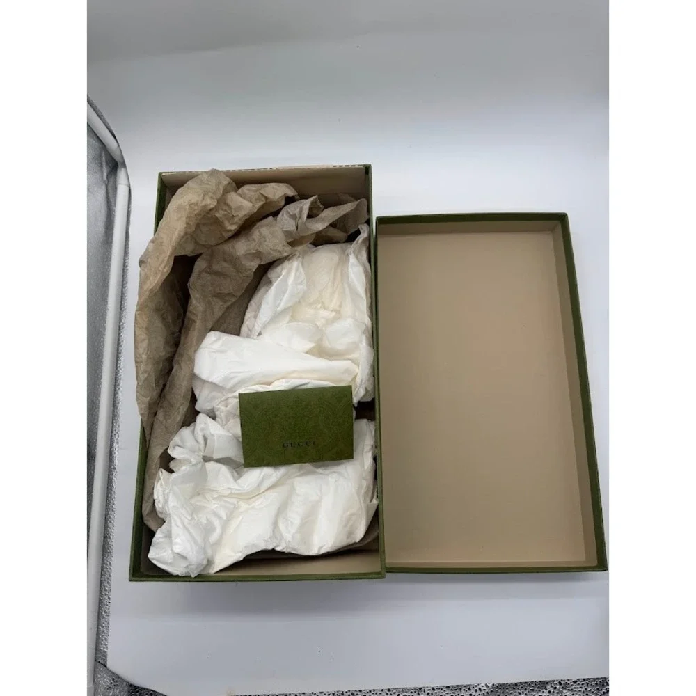 Gucci Green Embossed Damask Large Storage Shoe Box 14.5x8.5x5.5 With Tissue